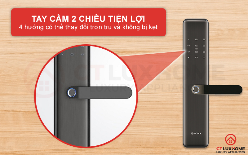 Tay cầm 2 chiều, xoay 4 hướng trơn tru mà không bị kẹt