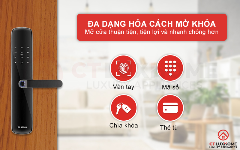 Mở khóa nhanh chóng, tiện lợi với đa dạng cách mở khóa khác nhau