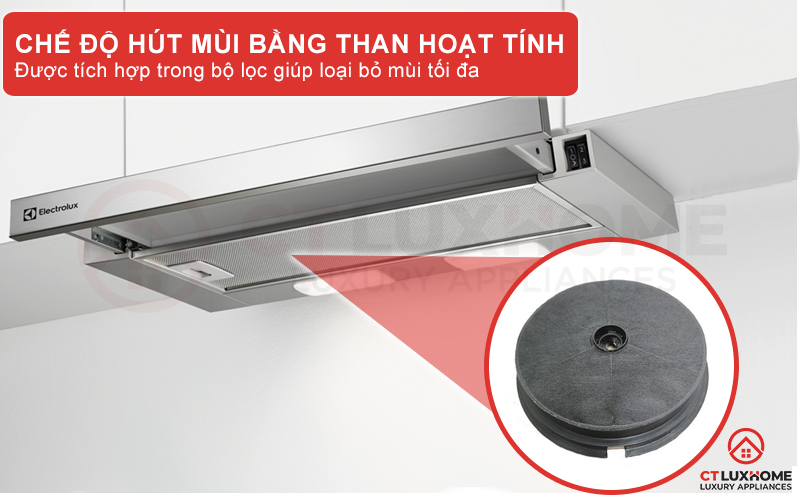 Loại bỏ mùi tối đa với chế độ hút bằng than hoạt tính được tích hợp trong bộ lọc 