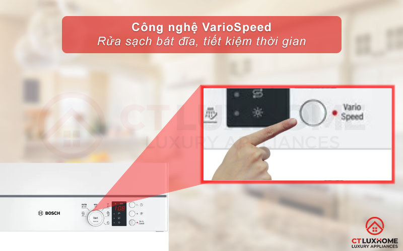 Tính năng VarioSpeed giúp tiết kiệm thời gian rửa bát