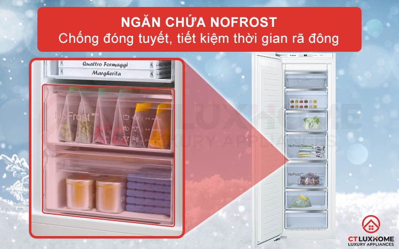 Tiết kiệm thời gian rã đông hơn với công nghệ chống đóng tuyết NoFrost 