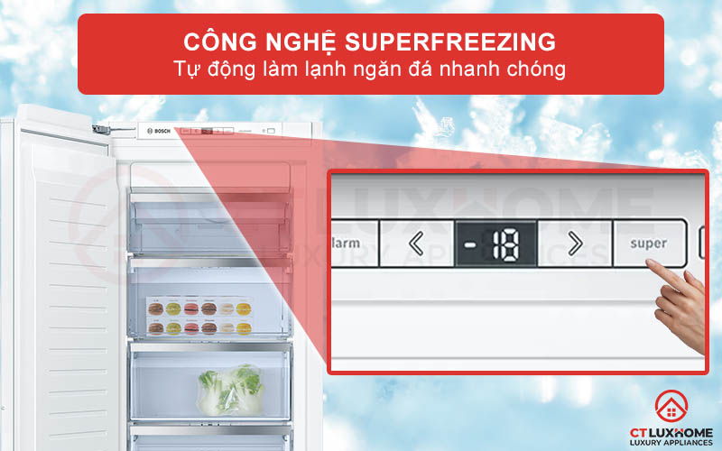Công nghệ Superfreezing tự động làm lạnh ngăn đá nhanh chóng